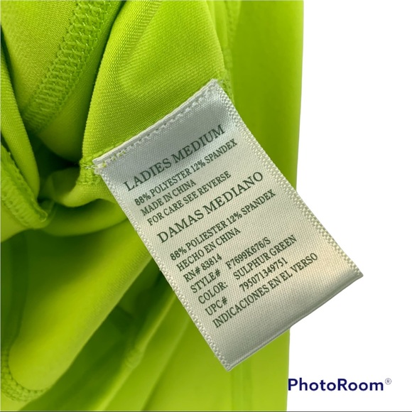 📚SOLD📚 TANGERINE Mock neck Zip Up Track Activewear Jacket Medium M Neon Lime - Picture 6 of 7